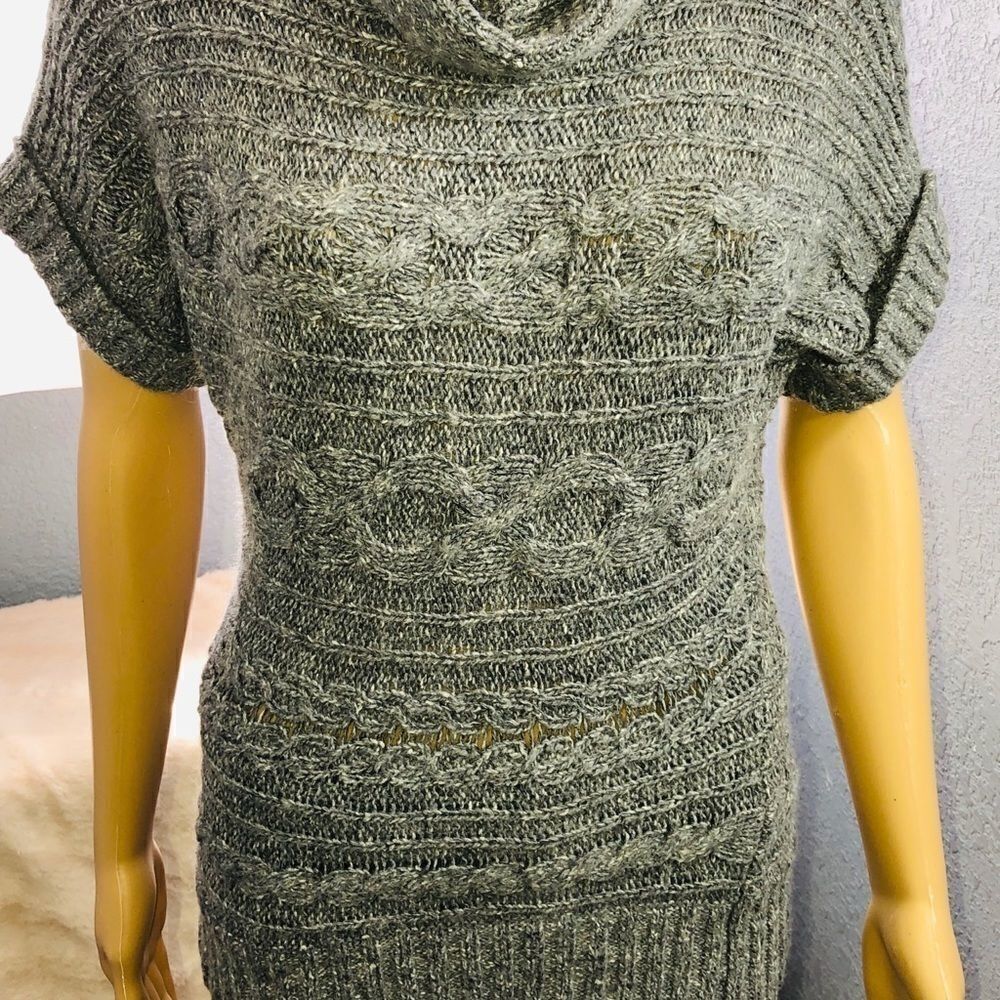 Kersh Cable Knit Cowl Neck Small Gray